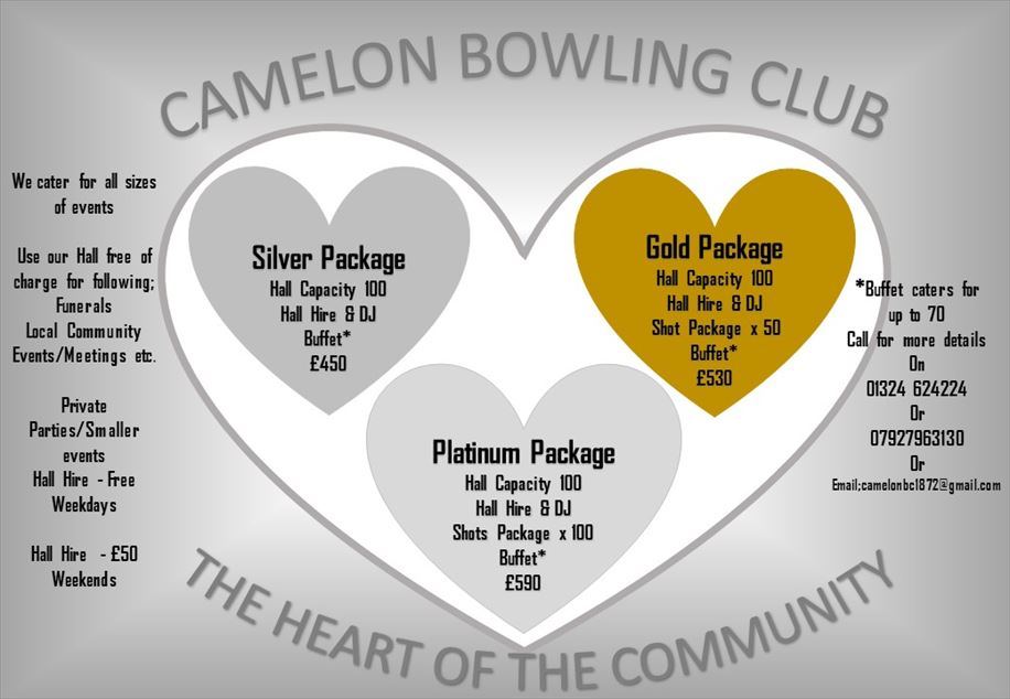 Camelon bowling club packages