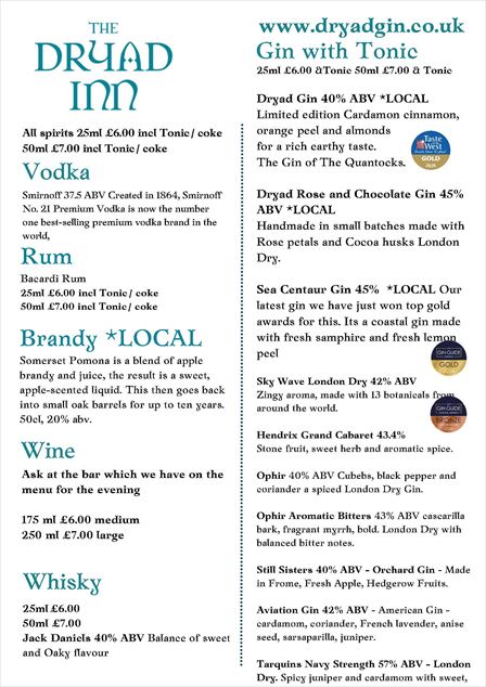 Drinks Menu