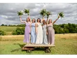 Brides and bridesmaids on the meadow