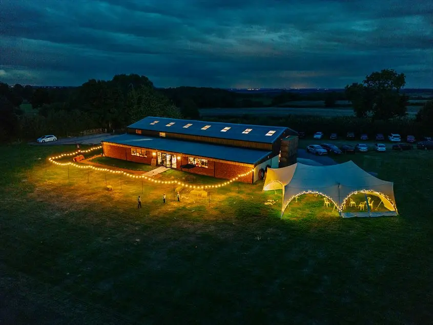 Aerial view of The Tractor Barn