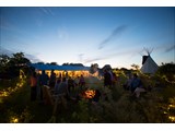 night time camp fire at Cornish Tipi Weddings