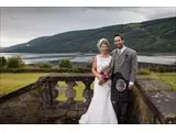 Ardkinglas bride & groom on terrace 