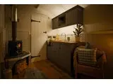 Shepherd's Hut Kitchen & Log Burner