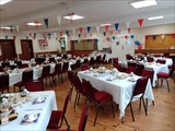 Onibury Village Hall set up for a party
