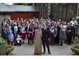 Wedding guests in the garden