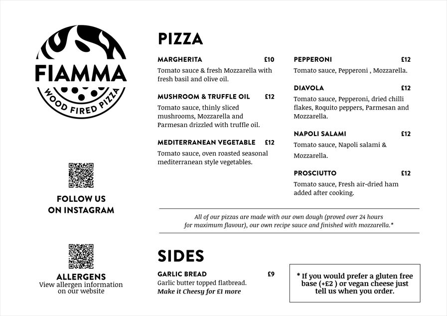 Pizza Menu