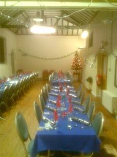 The hall set up fro Christmas