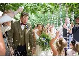 Confetti time at Cornish Tipi Weddings