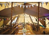 Inside the rustic tipi 